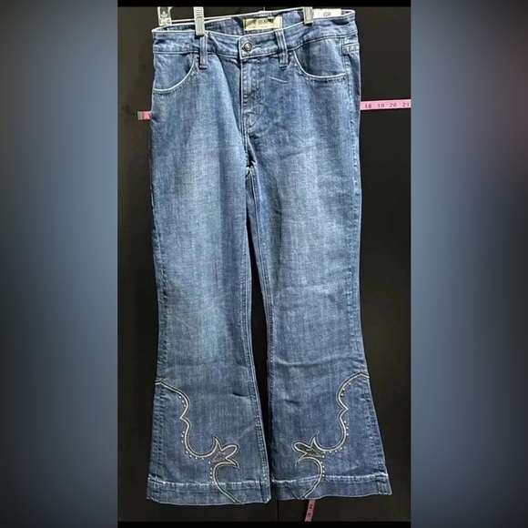 Rock&Roll Midrise denim/trouser,embroidered/studded,flare bell bottom jeans - Picture 1 of 13